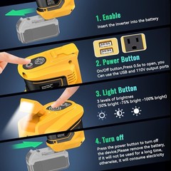 200W Portable Power Inverter for DeWALT 20V,Ecarke Outdoor Generato Battery C…