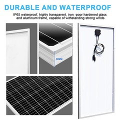 PFCTART 200W 12V Monocrystalline Solar Panel High Efficiency PV Power Home RV