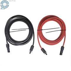 25 Feet 1 Pair Black + Red 12AWG Extension Cable Wire Connector Solar Panel
