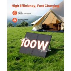 100W Foldable Solar Panel, 16BB N – Type Monocrystalline, 24% Efficiency, IP67