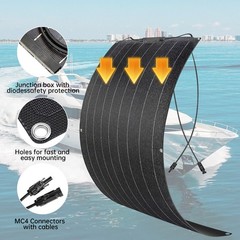 Flexible Mono Solar Panel 100W 18V Power Portable Camping Home RV Battery Charge