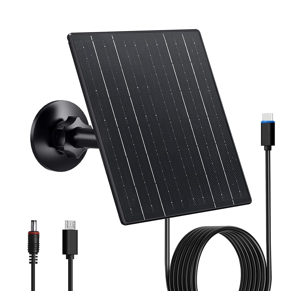 Zivif 10W Solar Panel for Security Cameras with USB-C/USB/DC 5.5×2.1mm Prot |…