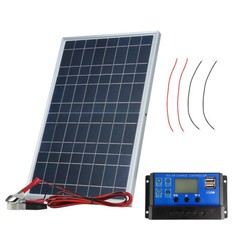 30W Solar Panel +100A Controller w/ Aluminum Frame Cell Photovoltaic Charger