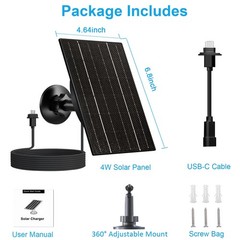 Solar Panel for Blink Outdoor 4/3/XT2/XT Camera, 4W High-Efficiency Solar