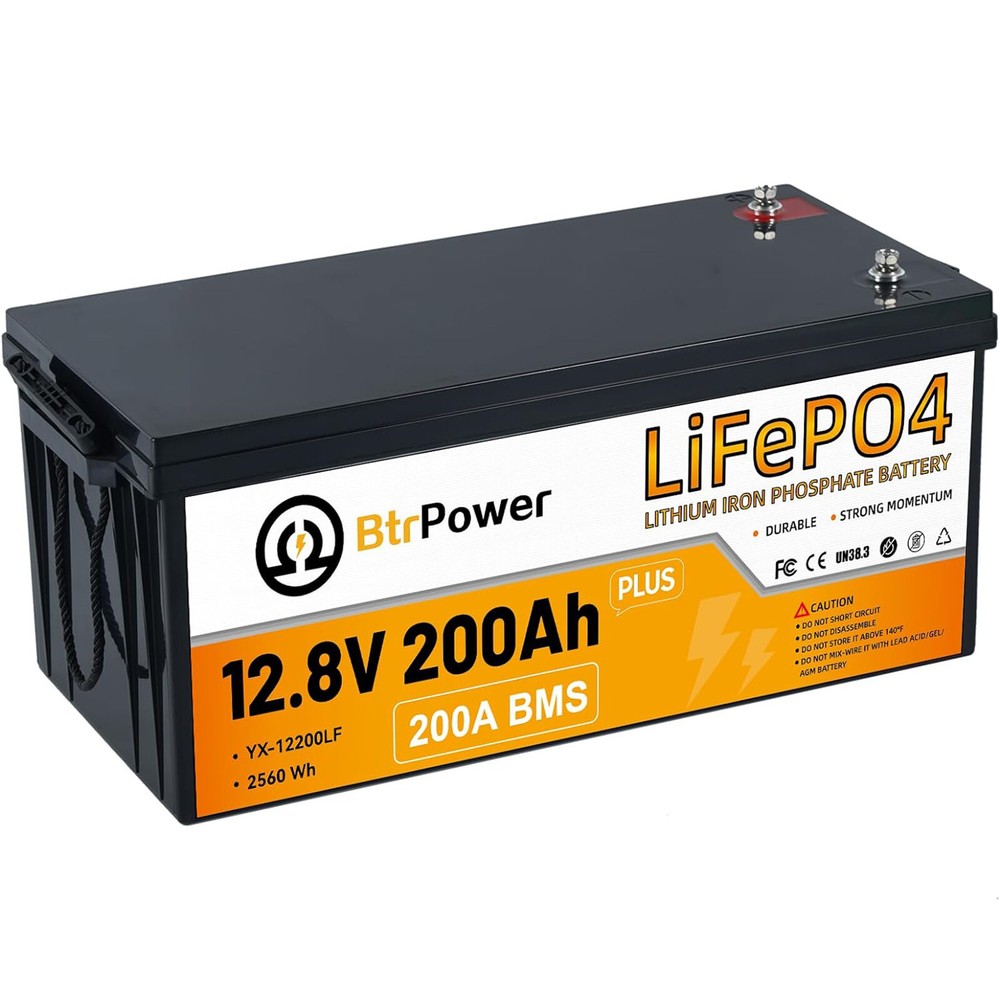 12V 200AH Lithium LiFePO4 Battery 200A BMS for Storage Motor RV Off-Grid Solar