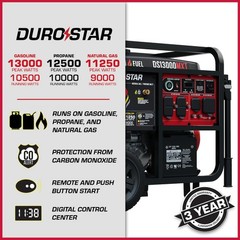 DS13000MXT 13,000-Watt 500Cc Tri Fuel Portable Generator – Gas, Propane & Natura