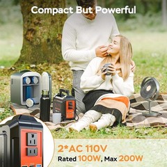 Portable Power Station 167Wh Battery Backup Multi-Output USB AC DC Solar Charge