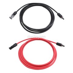 Black+Red 10 AWG Solar Panel Extension Cable Silicone Flexible Wire Connectors