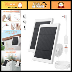 2 Pack Solar Panel Charger for Ring Camera – 4W, 10ft Cable, USB-C Adapter