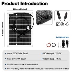 SOECOPO 10000W High-Efficiency Solar Kit Flexible Panels 100A Controller 12V