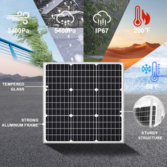 50W 12V Waterproof Solar Panel Kit for Boat, Car, RV, Motorcycle Charging