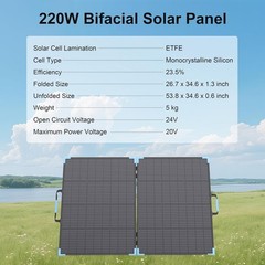 220W Bifacial Portable Solar Panel 20V Foldable Charger E-POWO IP68