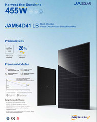 JA Solar 450w bifacial All Black panels(JAM54D41-450/LB) – 36 panels