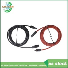 New 10 AWG 15ft 1 Pair Solar Panel Extension Cable Wire Connector Black + Red