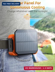 Koonie 10000mAh Waist Clip Fan with Solar Panel, 30H Working Time, Personal LED