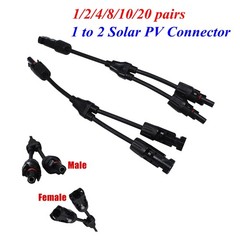 Solar Panel Y Branch Cable Connection Waterproof Adapter Connector Extension 1-2