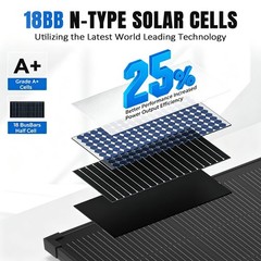 400W 800W Solar Panel 18V Mono N-Type Charger RV Home Off-Grid Roof