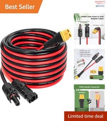 25FT Solar to XT60 Cable Heavy Duty 10AWG Male to Female Waterproof Connection