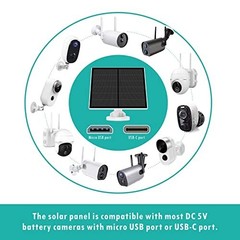 5W Solar Panel for Security Camera Outdoor 5V USB Charger IP65 Waterproof 9.8ft