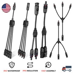 Solar Connectors Y Branch Parallel Adapter Cable Wire Plug Kit for Solar Panel