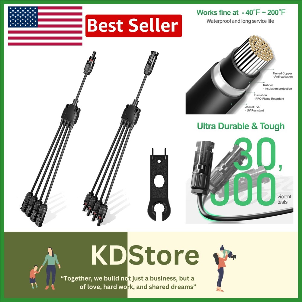 Heavy-Duty Waterproof Solar Parallel Connectors – 1 Male to 4 Female Design