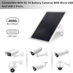 6W Waterproof Solar Panel Charger for Outdoor Security Cameras, USB-C Ready