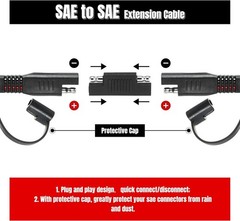 3FT 10AWG SAE Extension Cable,with SAE Polarity Reverse Adapter for Solar RV