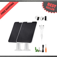 Solar Panel Charger for Wireless Cameras Micro USB USB C IP65 Waterproof 2 Pack