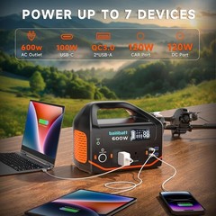 Portable Power Station 600W 293Wh Camping Lithium Battery, Portable Generator…