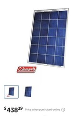 2 Coleman 100W Watt Solar Panel 12V Volt Poly Off Grid Battery Charge RV BOAT