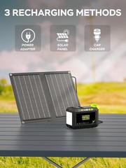 Emergency-Ready 88.8Wh Portable Solar Generator & 21W Panel – Lightweight Design