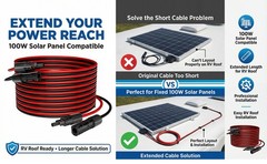 50ft Black + Red 10AWG Solar Panel Extension Cable Flexible Wire Connectors