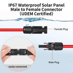 10AWG (6mm²) Solar Panel Extension Cable 100FT – Black & Red, Heavy Duty,