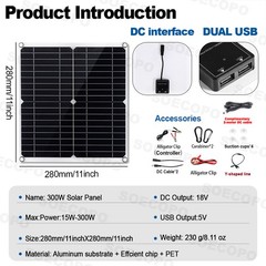 1200W Solar Panel Combo – 4 x 300W + 100A Controller + Y-Cable + Suction Cups