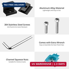 Anbte 10 PCS Solar Panel Mounting Brackets for Unistrut, Aluminium 30mm 6 x T-Sh