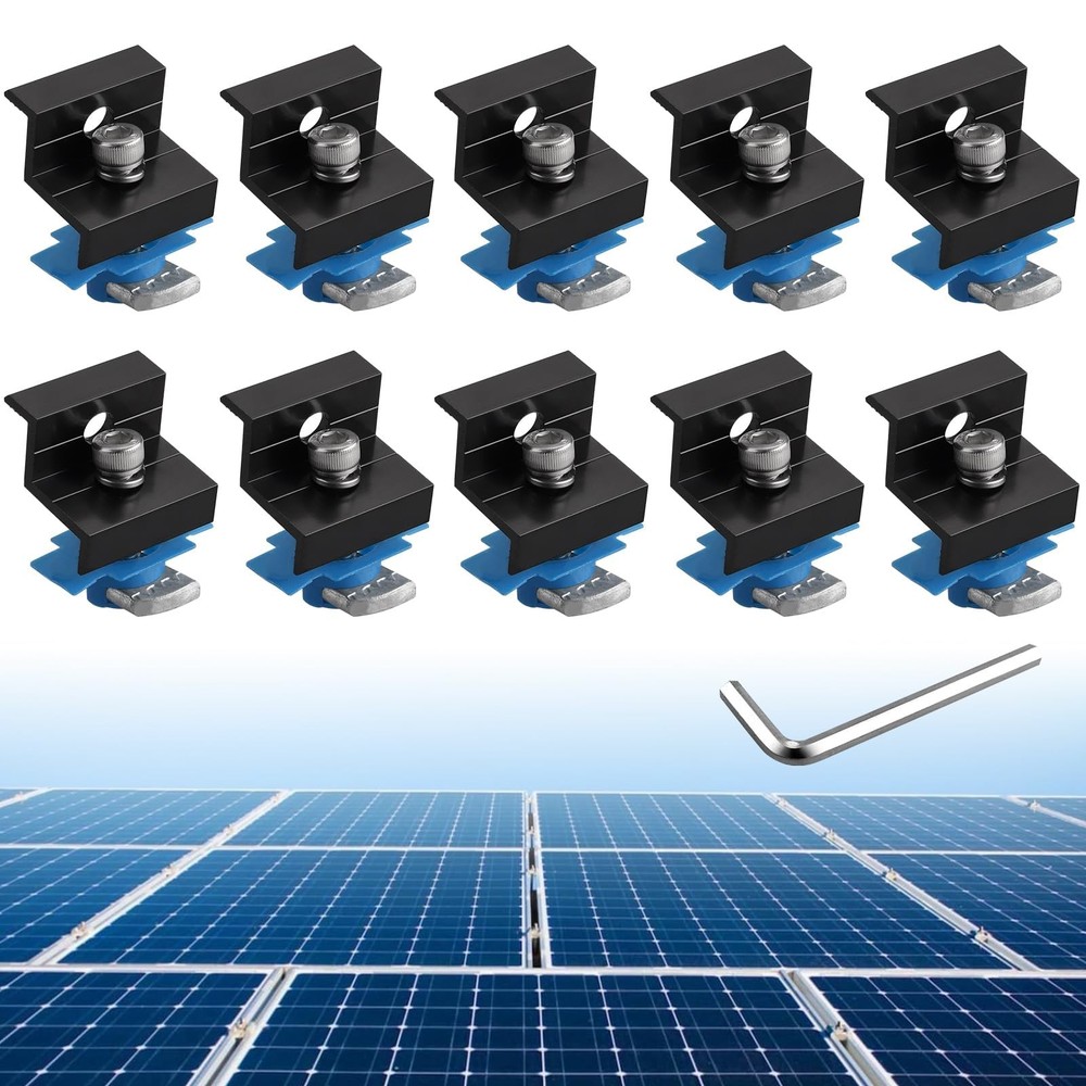 10pcs Solar Panel End Clamp for Standard Unistrut, Aluminum 30mm/35mm Solar P…