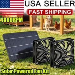 Solar Powered Dual Exhaust Fan Kit IP65 Waterproof Ventilation System for Coop