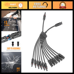 6 to 1 Solar Panel Connector Splitter, 6-Way Y Branch Adapter Cable for Solar Sy