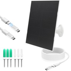 4W Solar Panel Charger for Security Camera White Type C Micro USB Solar Panel