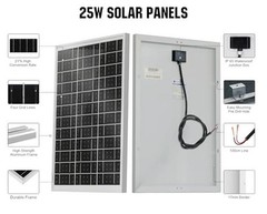 Solar Panel 18V Monocrystalline Waterproof Panel for Charging 12V Battery 25W