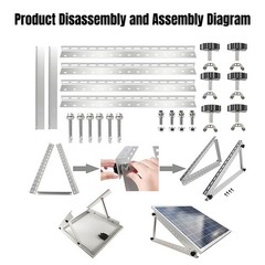 2x 28″ Solar Panel RV Tilt Mount Brackets Kit Roof Flat Surface Adjustable Frame