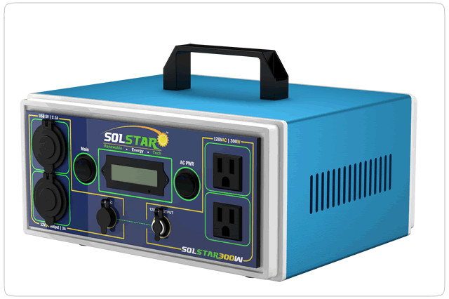 SOLSTAR300 Power Station 256Wh LiFePO4 Battery 300W AC Outlet – Metal/Plastic