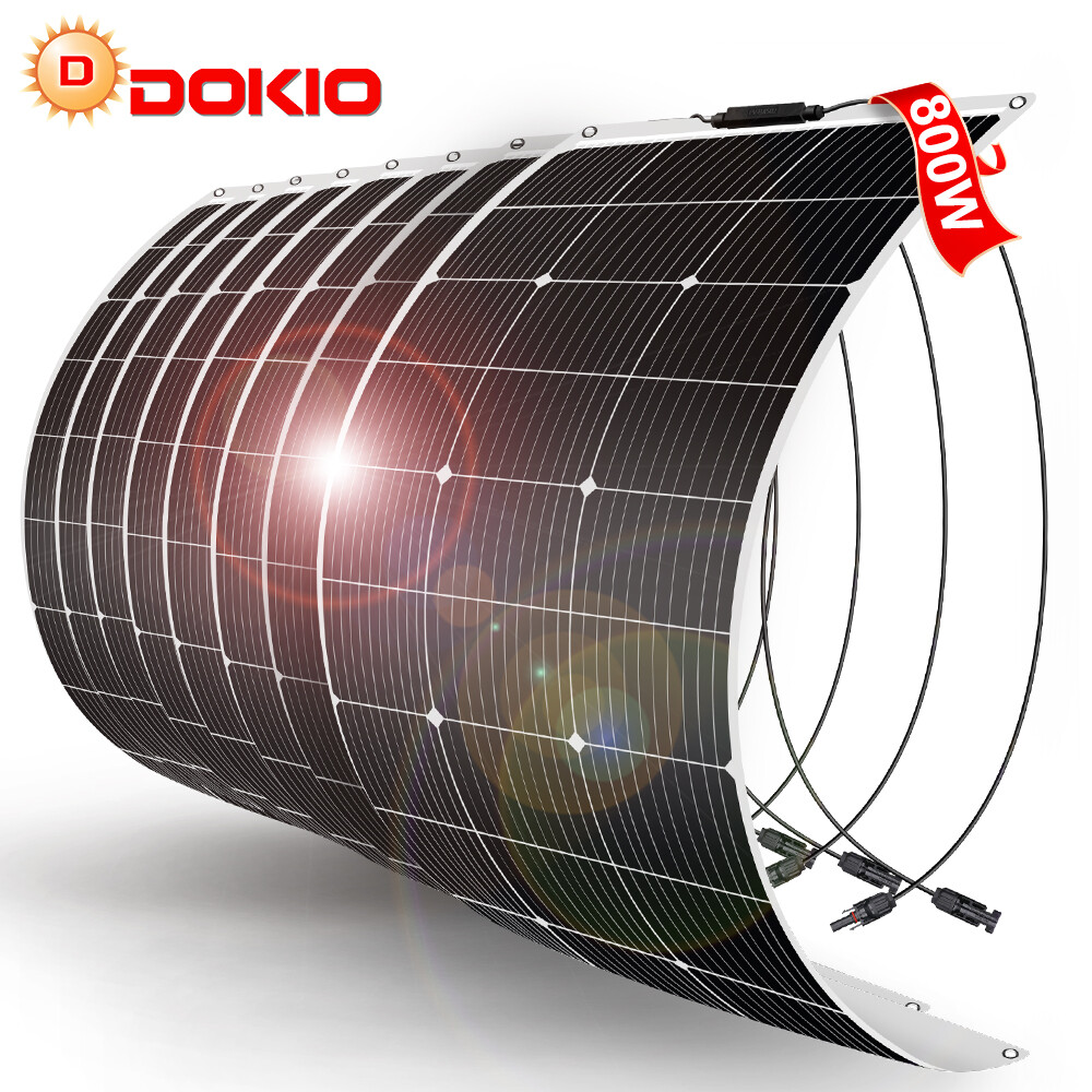 Dokio 8*100w 800w Flexible Mono Portable Solar Panel for Home/Caravan/RV/Boat