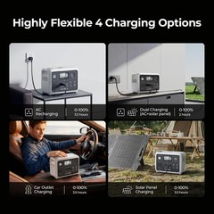 Portable Power Station 300W 256Wh Solar Generator W/ 110V Pure Sine Wave AC