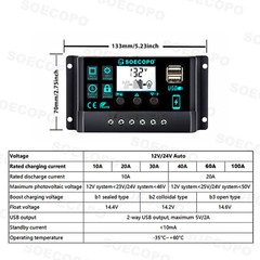10000W Solar System Complete Set Dual USB Inverter 220V 300W Solar Panel 100A