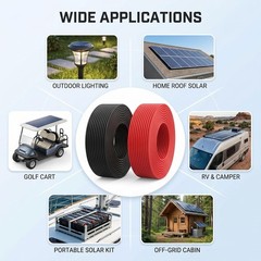 Cost-Effective 10 AWG Solar Extension Cable 2×20 FT – Black & Red Approved