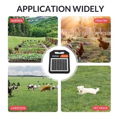 10 Miles Solar Electric Fence Charger with Day/Night Mode, 0.11J Portable Solar