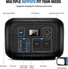 Portable Power Station 600W Power Bank 296Wh Solar Generator Lithium Battery Hot