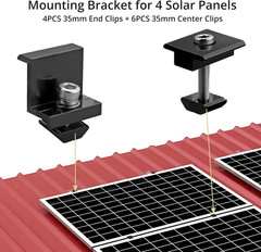 10 soportes paneles solares de 35 mm aluminio 6 en forma de T Abrazaderas medias