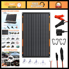 20W 12V Solar Panel Trickle Charger Kit | Built-in Controller, Clips, O-Rings, O